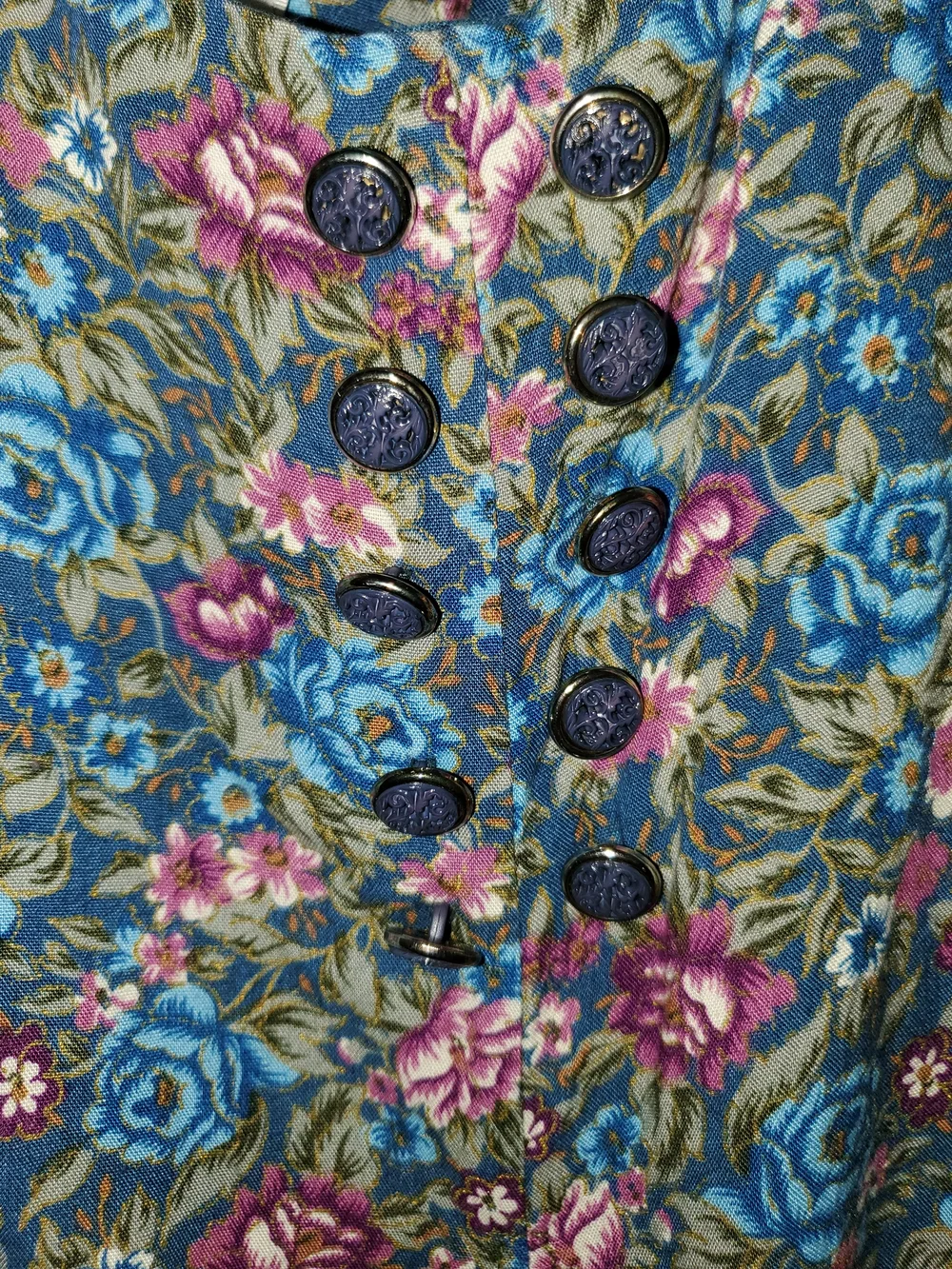 Floral Maxi Dress with Blue Lining